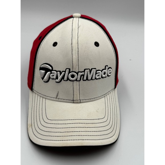 ✨TaylorMade Golf Hat TMax Gear Fitted‎ Performance Cap Red White L/XL - Picture 1 of 8